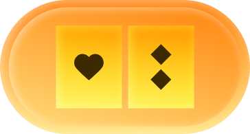 96in Baccarat - Orange rounded button with two square icons: a heart on the left and two diamonds on the right.