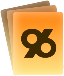 96in Blackjack - Stack of overlapping orange gradient folders with a bold black 'OK' logo on the front.